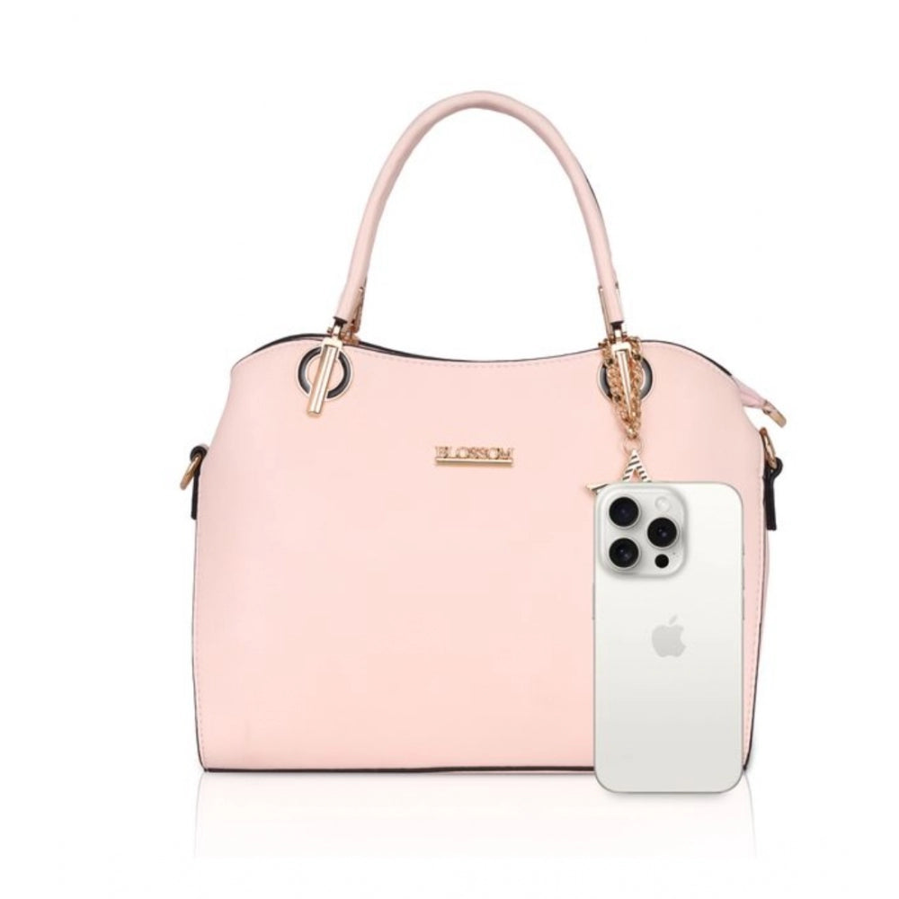 Womens pink faux leather handbag