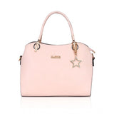 Pink faux leather womens handbag