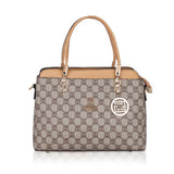 Faux leather camel printed handbag for women, synthetic inner material with zipper closure & dual handle strap