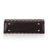 Coffee faux leather printed handbag for women, synthetic inner material, dual handle type