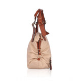 Tan faux leather tote bag, adjustable strap