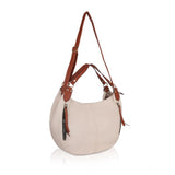 White faux leather tote bag. Solid design with shoulder straps.