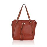 Women's Faux Leather Textured Tote Bag (Brown) - GillKart