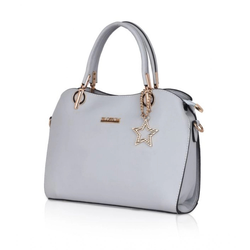 Womens faux leather solid handbag, blue