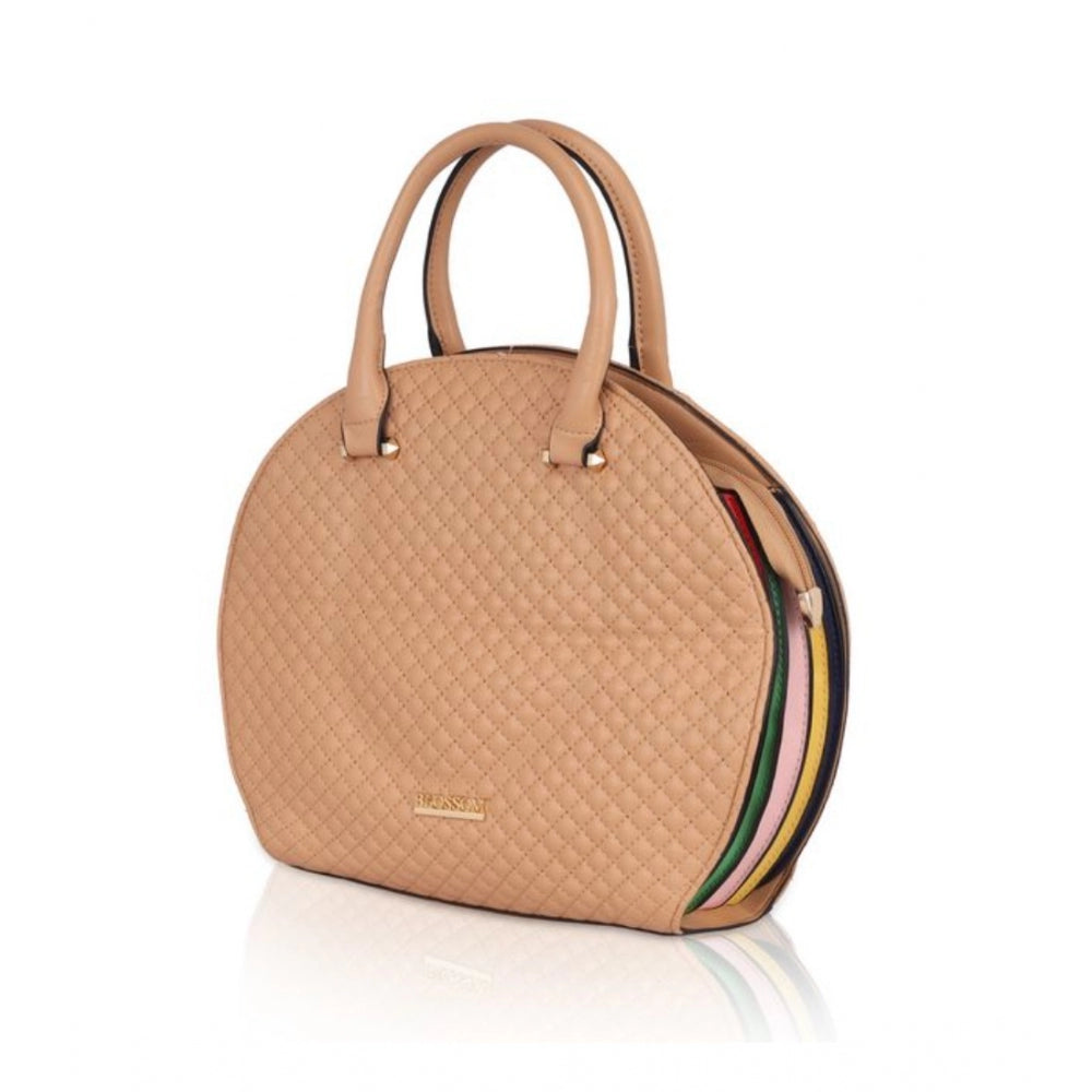 This is a belted long-sleeved women's handbag with a faux leather finish and printed design