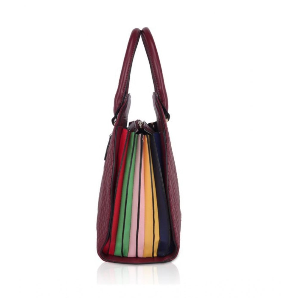 Ladies fashion faux leather long belt bag with multiple pockets and a print