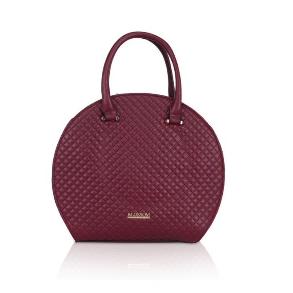 Maroon faux leather printed adjustable long belt handbag