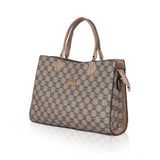 Hilver faux leather printed handbag with dual handle and zipper closure