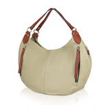 Beige faux leather womens tote bag