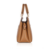 Faux leather adjustable belt handbag in brown, with printed pattern