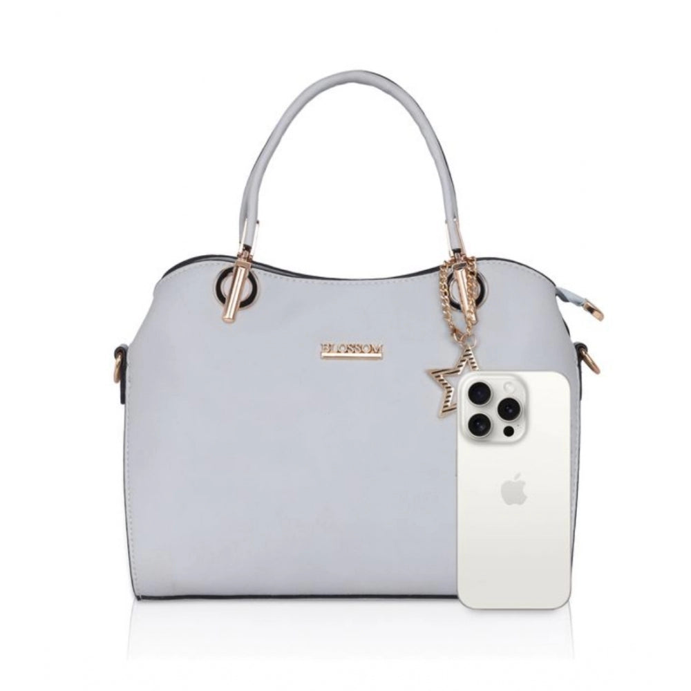 Women's faux leather blue solid handbag