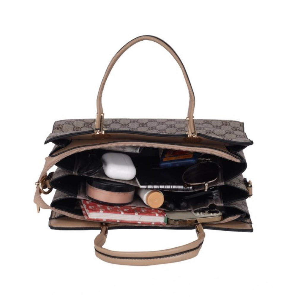 Hilver faux leather printed handbag with dual handle & zipper closure