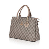 Hilver faux leather printed handbag, dual handle design with zipper closure for women's stylish accessory