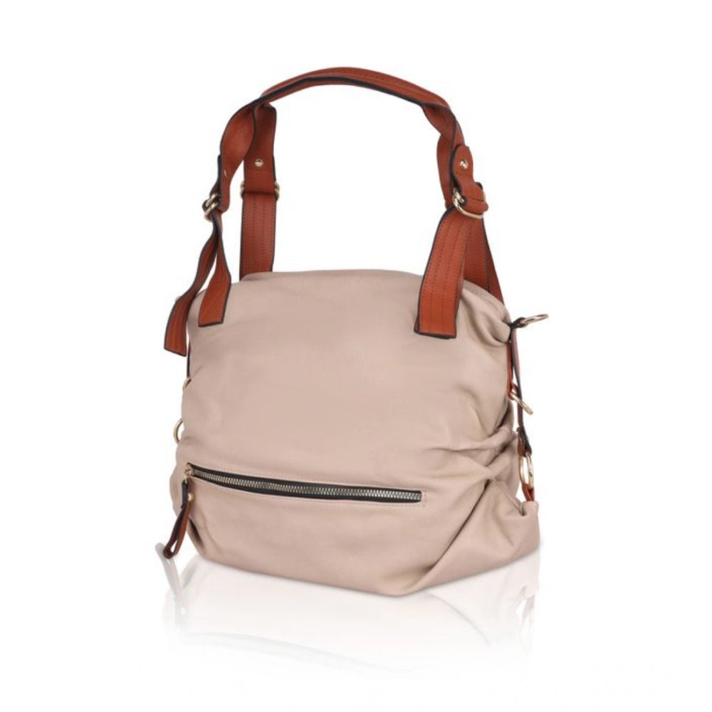 Grey faux leather solid tote bag women's