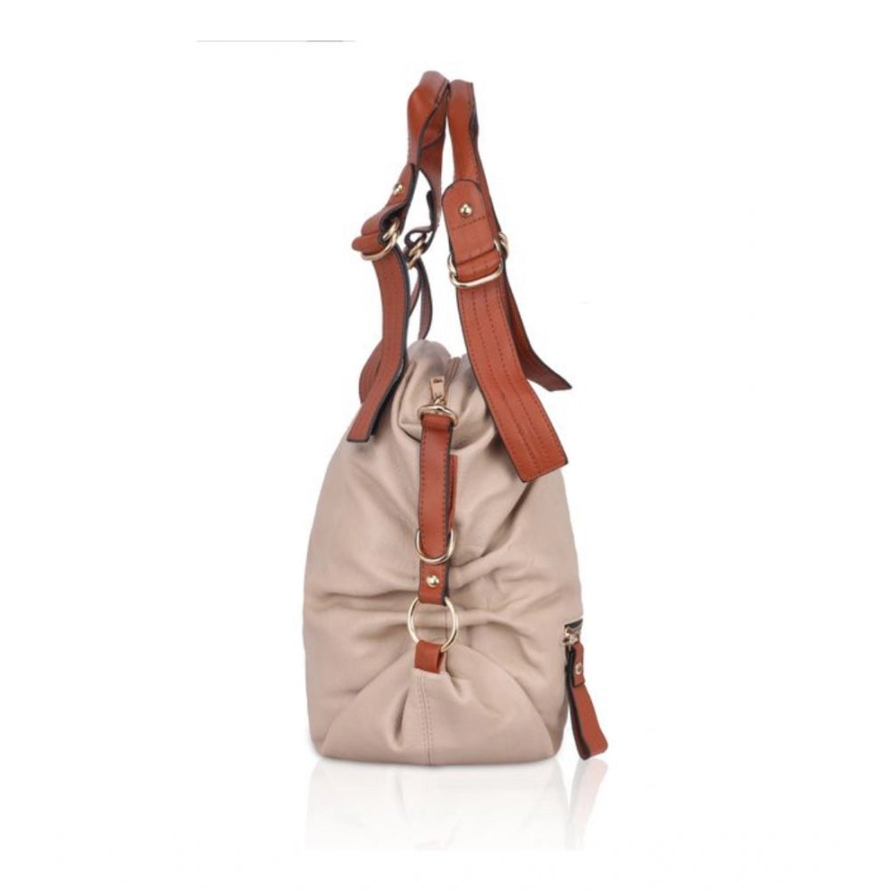Grey faux leather solid tote bag