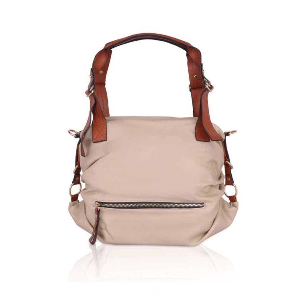 Grey faux leather tote bag with zip closure
