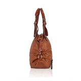 Women's faux leather brown solid tote bag