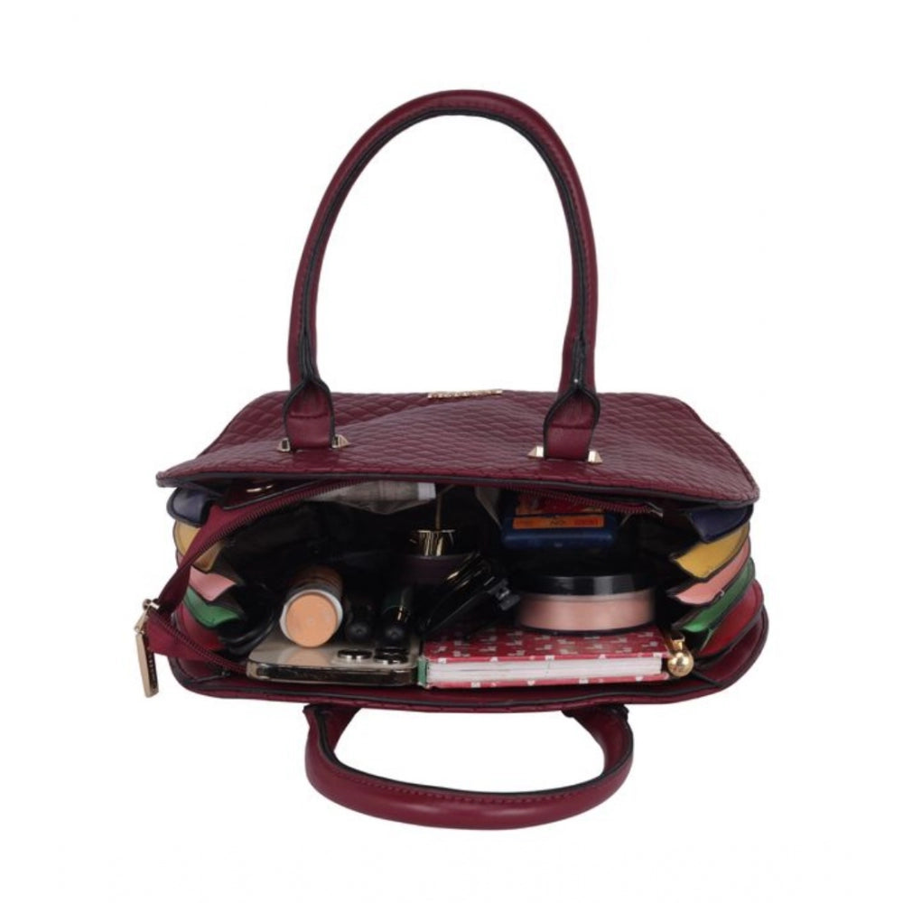 Womens faux leather adjustable long belt handbag, maroon