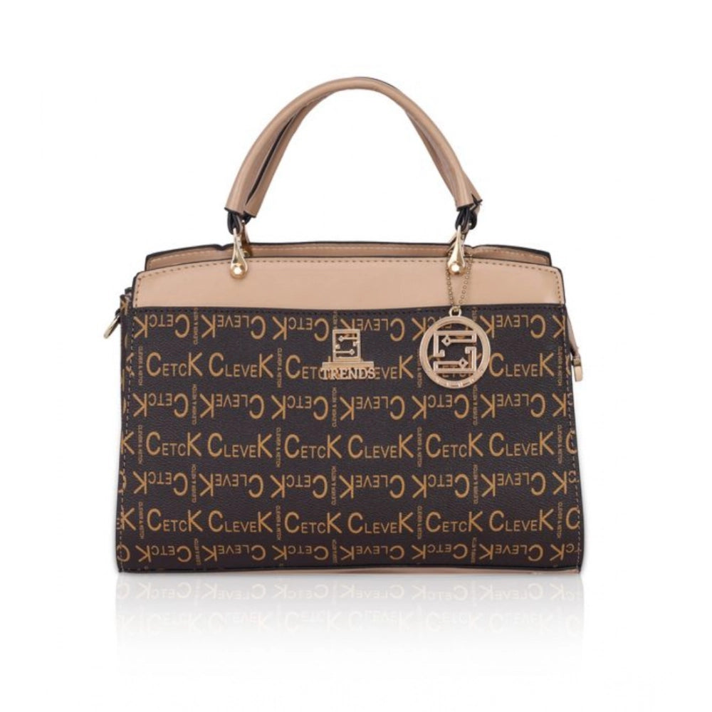 Hilver faux leather printed handbag with dual handle, synthetic lining, zipper closure