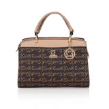 Hilver faux leather printed handbag with dual handle, synthetic lining, zipper closure