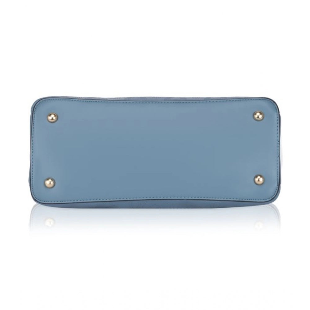 Blue faux leather adjustable long belt handbag