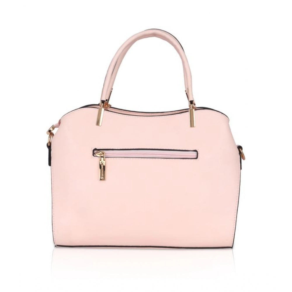 Womens faux leather solid handbag in pink