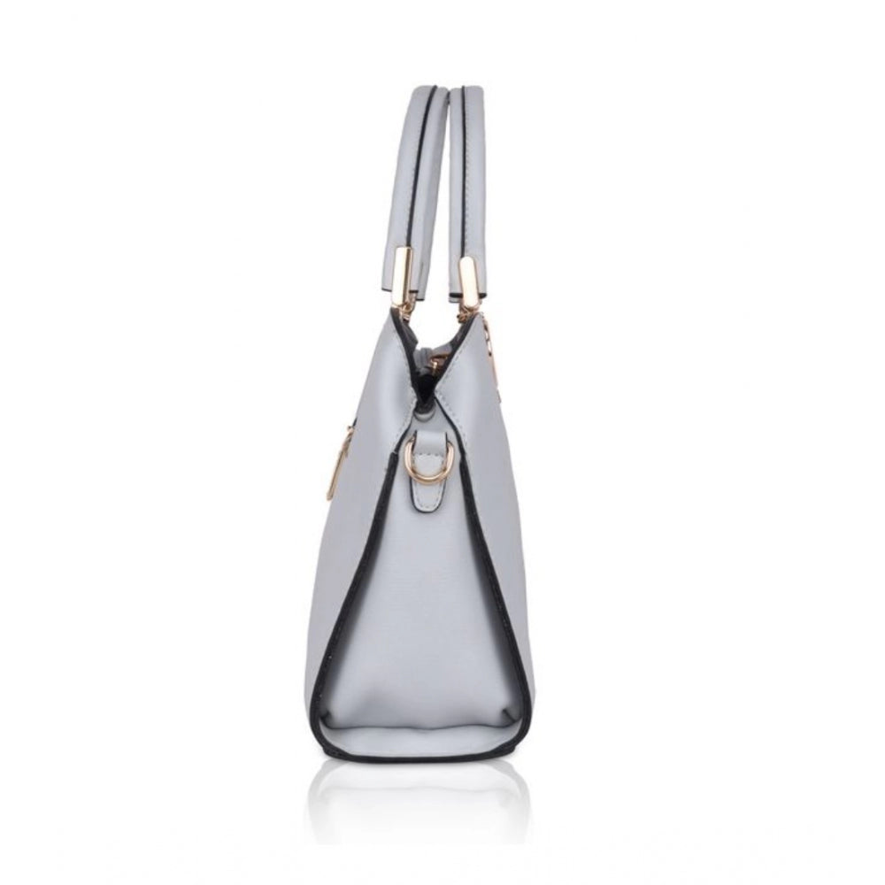 Blue faux leather handbag with a simple design, suitable for casual wear