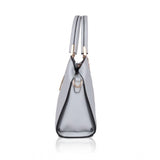 Blue faux leather handbag with a simple design, suitable for casual wear