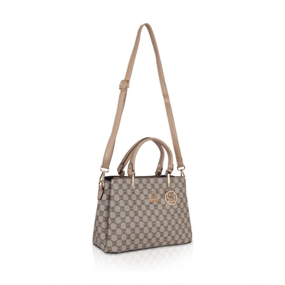 Hilver faux leather printed handbag with dual handles, synthetic lining and zipper closure