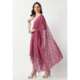 Lavender Chanderi Self-Design Dupatta for Women's Festive Wear, free size length