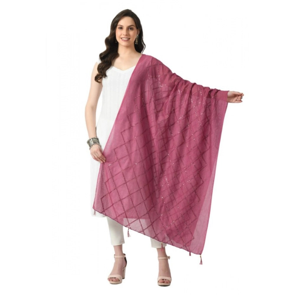 Lavender Chanderi self-design dupatta for women, free size, ideal for festivals