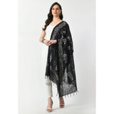 Black cotton printed dupatta for festive occasions, free size length, women's wear