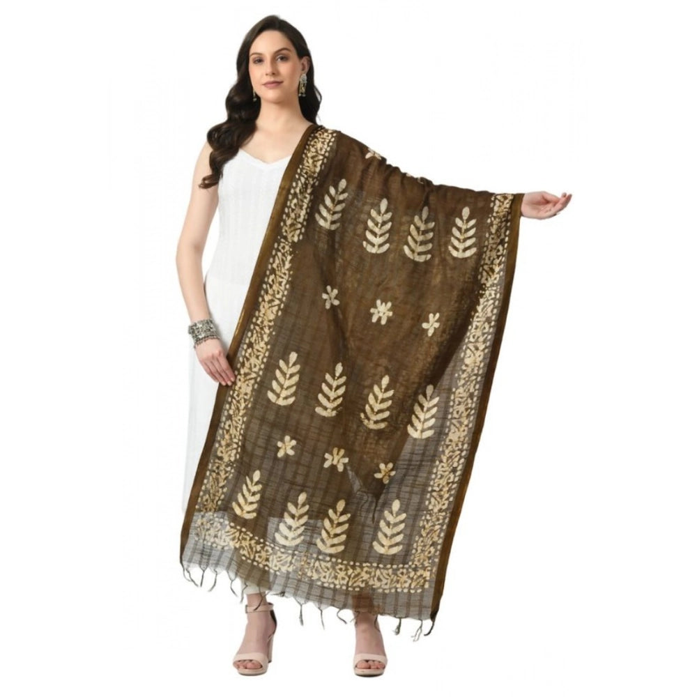 Mehandi print cotton dupatta, free size for festive occasions - may appear slightly different from images due to lighting