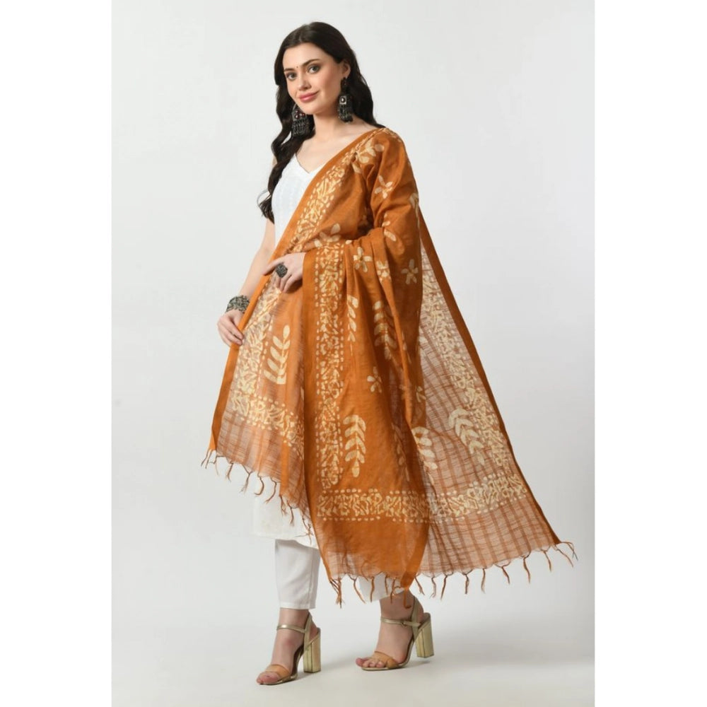 Rust cotton printed dupatta, free size for festive occasions, women's fashion accessory