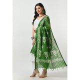 Green cotton printed dupatta for festive occasions, free size length, women's wear