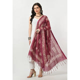 Lavender cotton printed dupatta, free size for festive occasions, women's wear