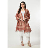 Brown cotton printed dupatta for festive occasions, free size, ideal for women