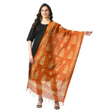 Mustard cotton printed dupatta for women's festive occasions, free size length