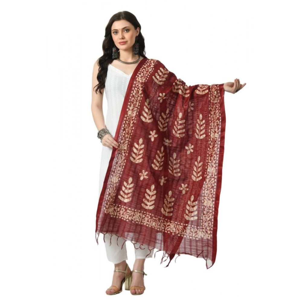 Maroon cotton printed dupatta for festive occasions, free size, women's wear