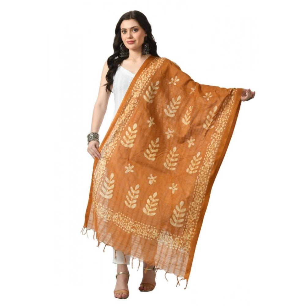 Rust cotton printed dupatta, vibrant festive wear for women, free size length