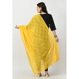 Yellow Chanderi self-design dupatta for festive occasions, free size length
