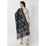 Black cotton printed dupatta for festive occasions, free size length, women's wear