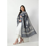 Grey cotton printed dupatta for festive occasions, free size length