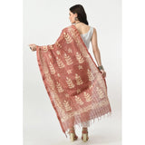 Brown cotton printed dupatta for festive occasions, free size, women's wear