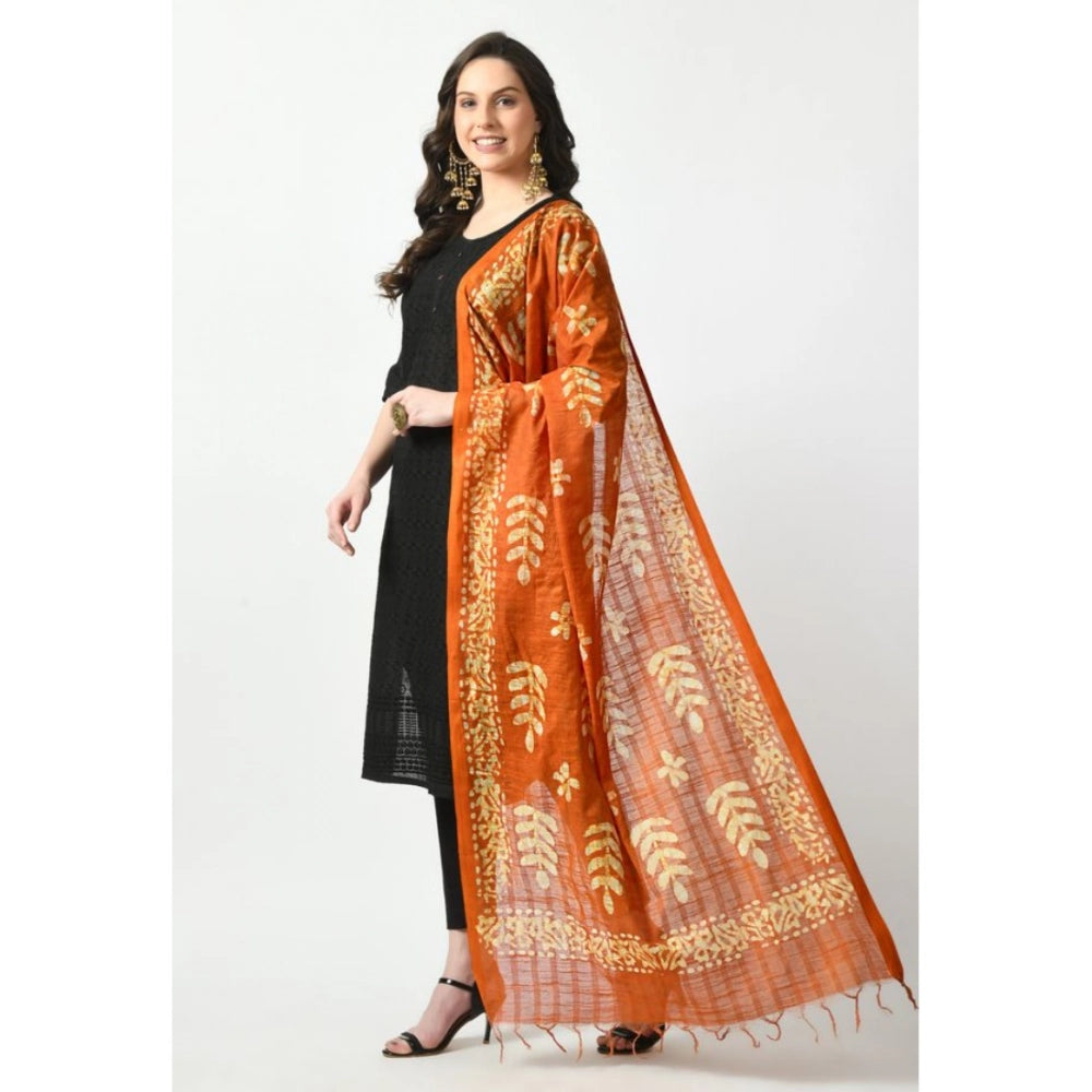 Mustard cotton printed dupatta, free size for festive occasions, women's fashion accessory on hanger