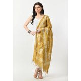 Gold cotton printed dupatta for festive occasions, free size, women's traditional attire accessory