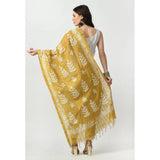 Gold cotton printed dupatta, free-size length for festive occasions