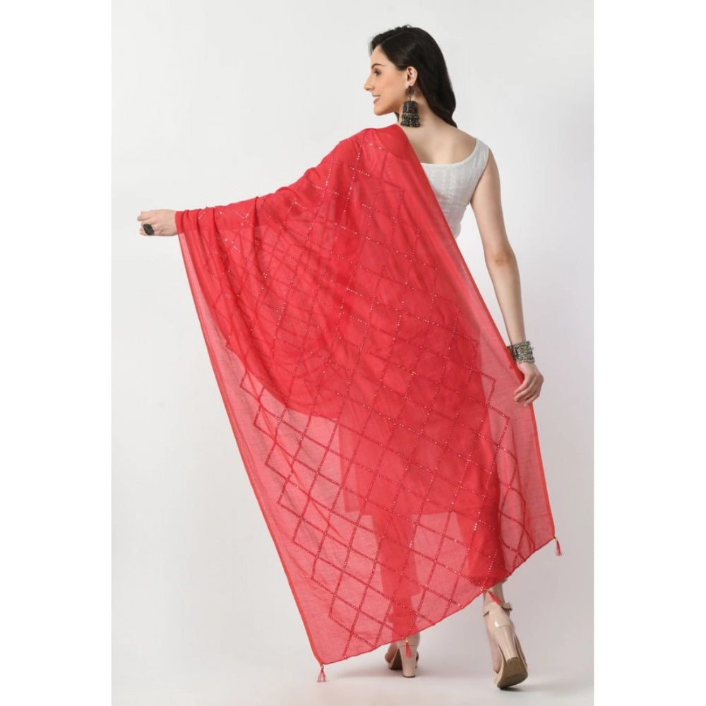 Chanderi self-design Rani dupatta for women, free size, ideal for festive occasions