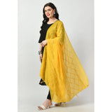 Yellow Chanderi self-design dupatta for festive occasions, free size length