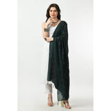 Green Chanderi self-design dupatta for festive occasions, free size length
